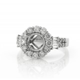 1.34 Cts. 18K White Gold Round Diamond Halo Engagement Ring Setting